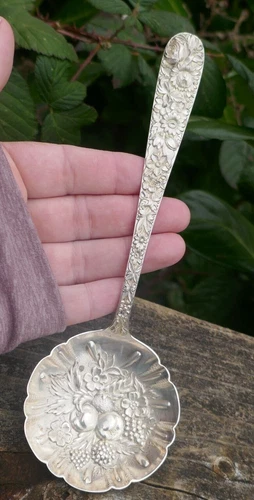 Antique S. Kirk & Son Inc. Sterling Solid Shell Berry / Casserole Spoon - 7.5"