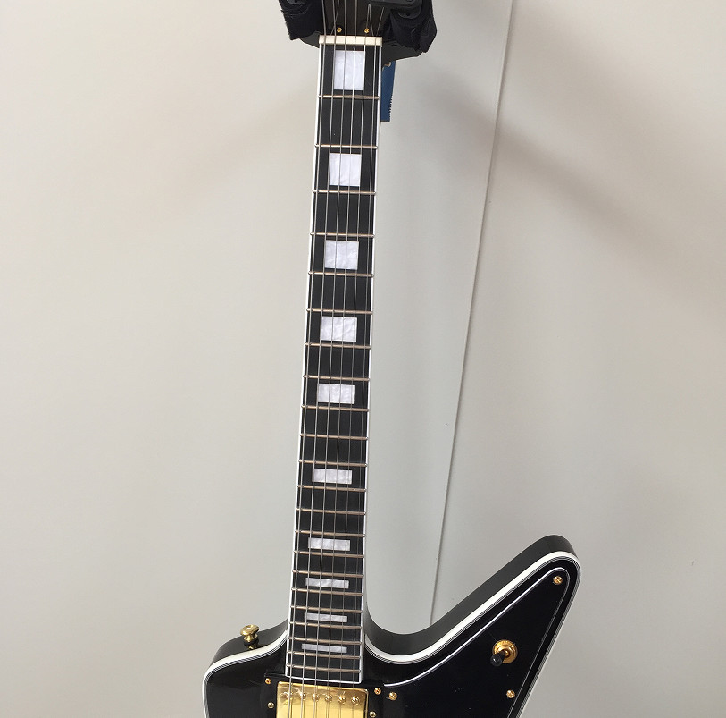 Custom Explorer Electric Guitar Reverse Headstock Black Bone Nut HH Pickups