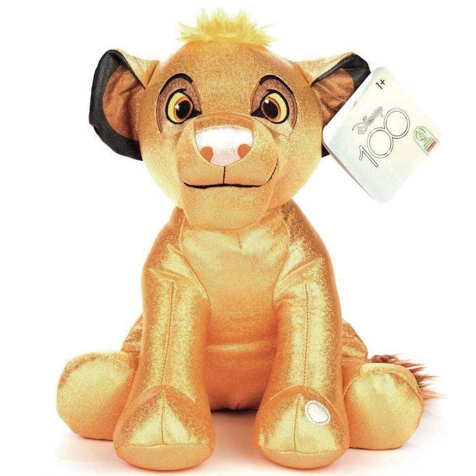 Simba Brillante Cromado Mediano 30cm Peluche Con Sonido Disney 100 Años Rey León