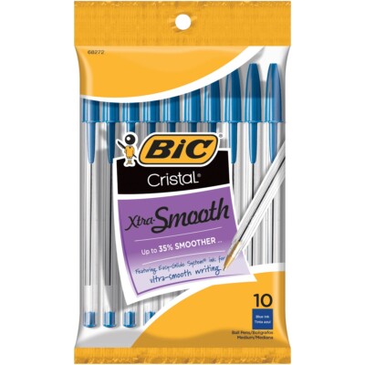 BIC Cristal Xtra Glatt Kugelschreiber Blau 10er Pack Büro Schule Zuhause Geschäft 