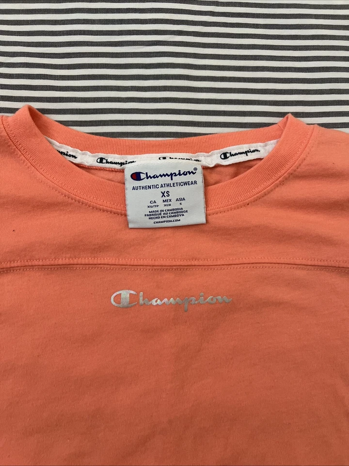 Salmon Pink Girls Youth Champion Long Sleeve Shirt Size XS  - Image 2 of 4