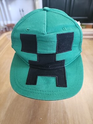 Mindcraft Jinx Snapback Hat Green Brim Print Adjustable Gaming Cap