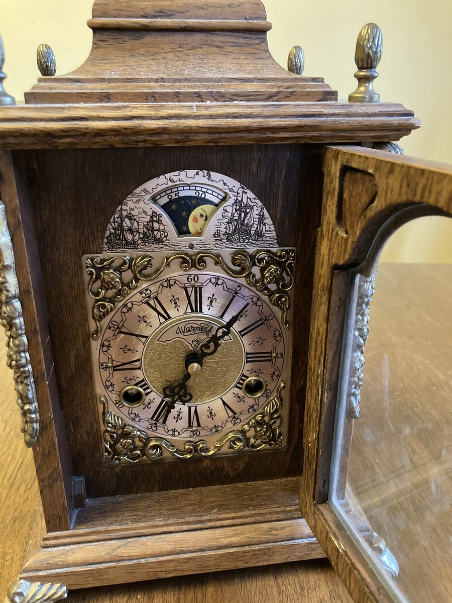 Warmink Wuba Dutch Vintage Moon Phase Dial Chime Bracket Mantel