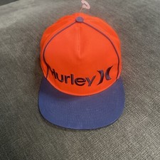 Hurley Hat Cap Snapback Youth Trucker Orange/Blie Hurley Branded Euc