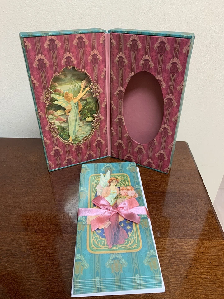 Nouveau Faerie Fairy Fairies Flowers Blank Note Cards By Punch Studio Set of 10 - Image 4 of 4