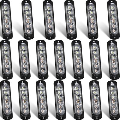 Paquete De 20 Luces Led Estroboscopicas De Emergencia 6 Led Ambar Blanco Flash