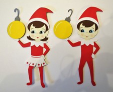 Christmas Elf Shelf Boy Girl ONE piece Cardstock Scrapbook Die Cut Embellishment