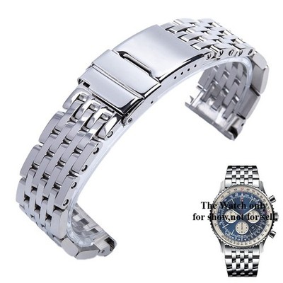 Silver Stainless Watch Strap Bracelet Fits Breitling Navitimer Crosswind 22/24mm