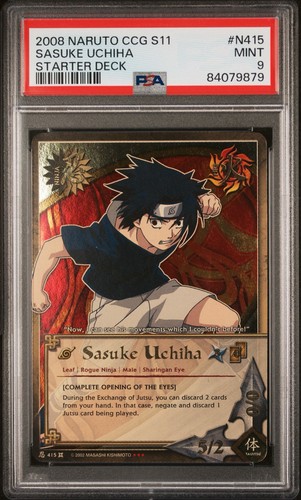 2008 Naruto CCG S11 Sasuke Uchiha Starter Deck #N415 POP 1 PSA 9