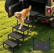 Dog Steps for Car, 5 Steps Foldable Dog Stairs for Large Dogs with Upgraded...