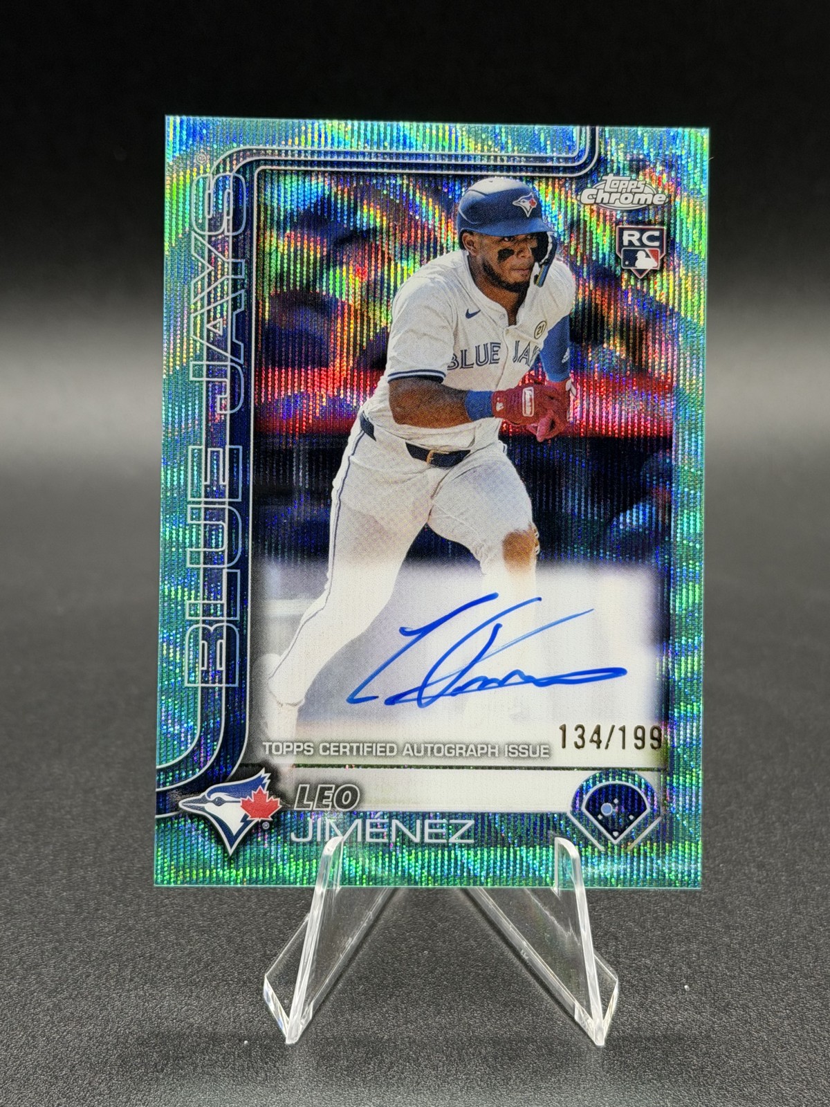 2025 Topps Chrome - Rookie Autographs Leo Jimenez #RA-LJI Aqua Wave Refractor...