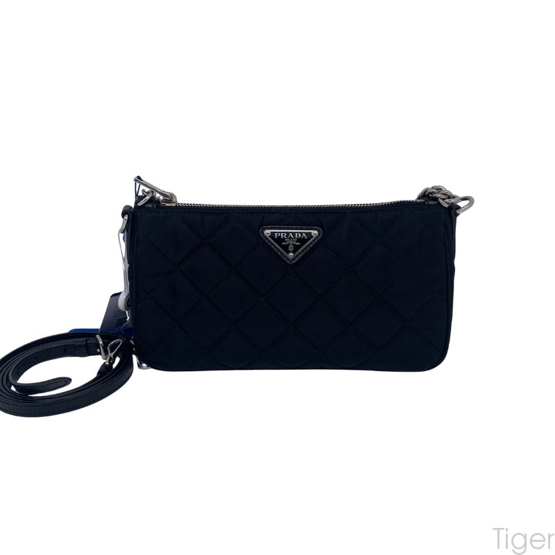 PRADA black nylon crossbody bag with single shoulder strap
