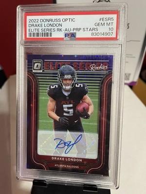 Panini 2022 Donruss Optic Elite Series Rookies Drake London ESR-5 RC Auto PSA 10