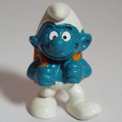 Bully Schlumpf Figur mit Rucksack ca. 5cm Vintage Sammlerfigur Peyo Retro
