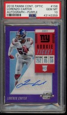 2018 Contenders Optic LORENZO CARTER #158 Rookie Ticket Purple Auto /99 PSA 10