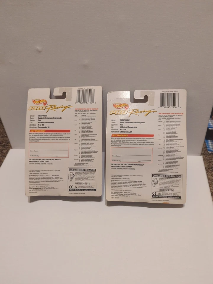 2 Hotwheels Pro Racing 1998 Ricky Rudd #10 Thunderbirds + Nascar Café Nashville Foto 4 de 4