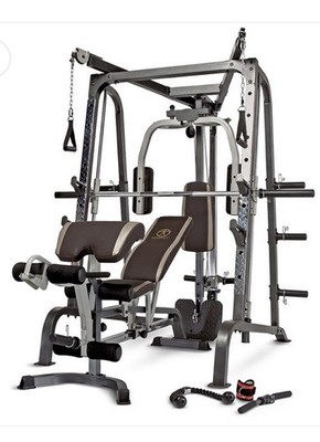 Marcy SM-4903 Smith Machine Home Gym w/ Adjustable Bench, Pulley, Leg Ext