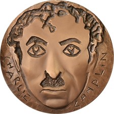 [#399093] France, Medal, Charlie Chaplin, 1974, MDP, Bronze, Joly, MS