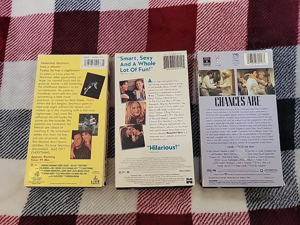 3 Vhs Lot,romantic Comedies- Beautiful Girls, Chances Are, Age Isn't Everything - Image 2 of 4