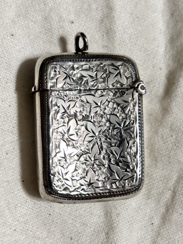 Antigua caja fuerte Vesta Match de plata esterlina Joseph Gloster Lion S W 1889 Birmingham Foto 3 de 4