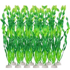 12 Pcs Green Artificial Seaweed Water Plants Plastic Fish Tank Decor