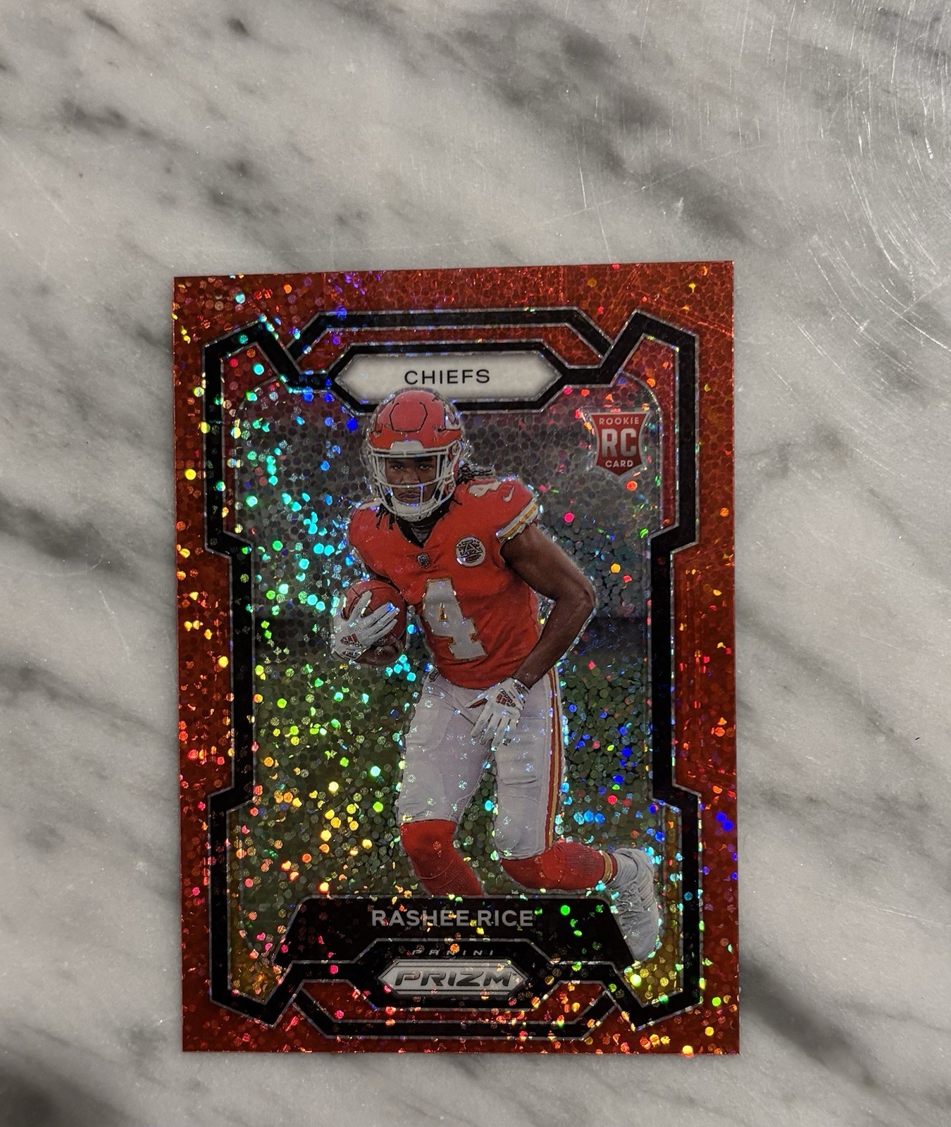 Panini Prizm 2023 Rashee Rice Rookie Red Sparkle Prizm #350 Kansas City Chiefs