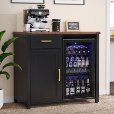 Coffee Bar with Mini Fridge Space, Mini Fridge Cabinet Stand,Liquor Wine Cabinet