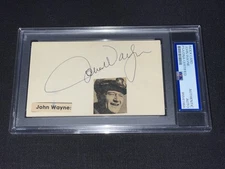 John Wayne Signed 3x5 Index Card PSA Slab Western Movie Actor Legend True Grit