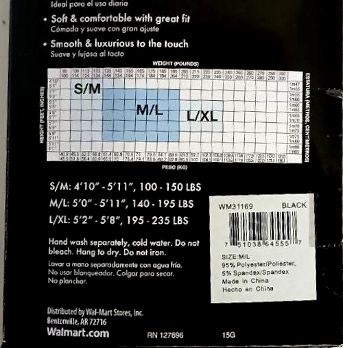 GEORGE  Womens Fleeced Footless Tights Size M/L, Black NEW - Image 2 of 2