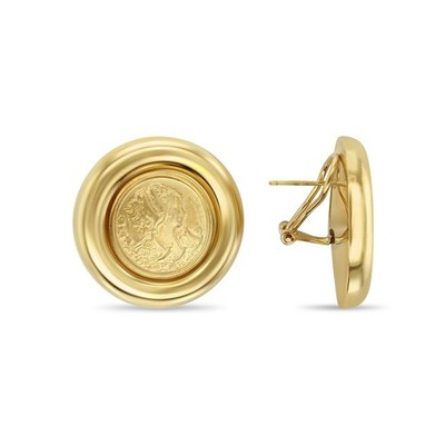 Griechische Göttin Aphrodite mit Taube Design Omega Clip-On Ohrringe