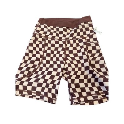 Wilo The Label Checkerboard Bike Shorts Brown Cream Size Small Athletic Active
