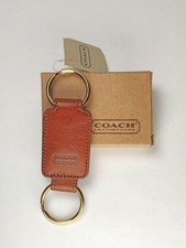 New Vintage Coach 7213 Leather Valet Key Fob in Tan Brass Snap Ring
