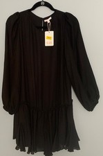 GB Textured Chiffon Lined Shift Dress NWT Sz S Black Above Knee Party Ready SALE
