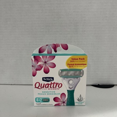 Schick Quattro for Women Sensitive Razor Blade Refills 4+2 Refills