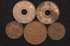 Palestine Original Coins 10 Mils 1927 1934 2 Mils 1942 Mil 1927 1939 (T116)