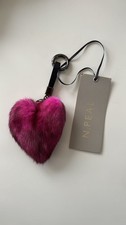 N.Peal Mink Fur Heart Keyring Cherry
