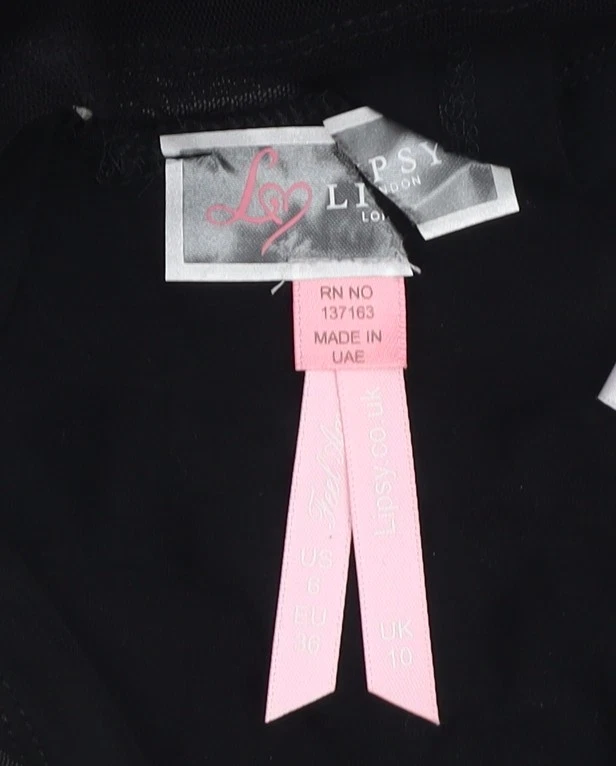 Lipsy Women's Black Cropped Blouse, Size 10, Embroidered Elegance - Image 4 of 4