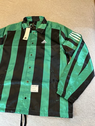 Adidas Originals Satin Coaches Track Jacket Green Black Men’s Medium $110 IB8393 - Afbeelding 4 van 13