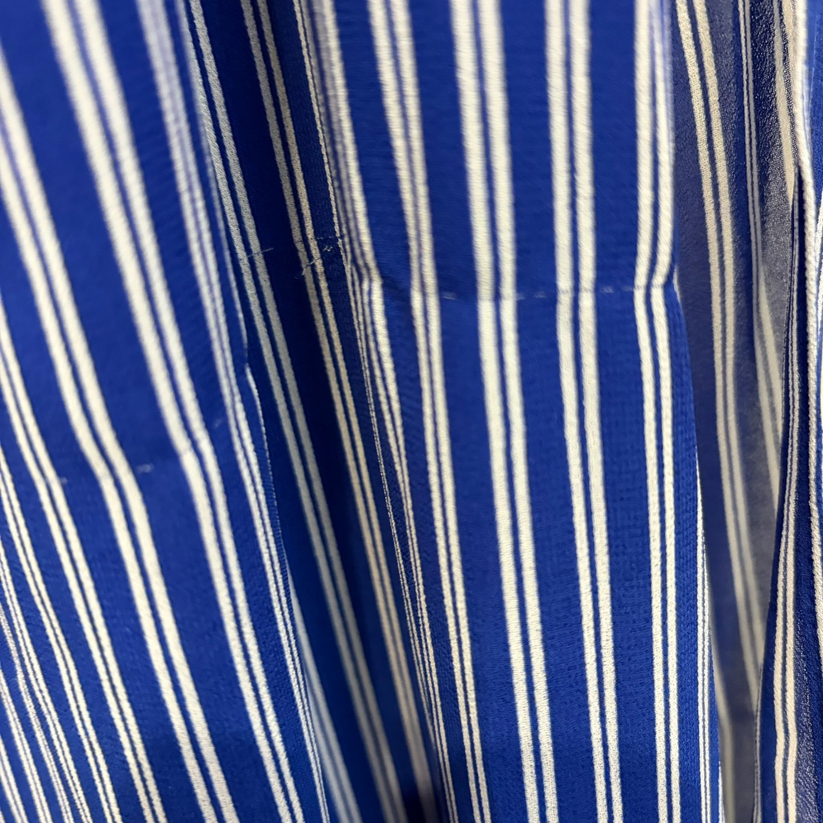 Michael Kors Women’s Large Blue White Striped Tie Waist Wide Leg Jumpsuit Resort thumbnail 15