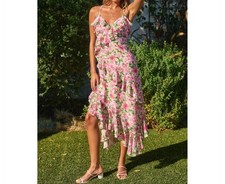 Dress Forum Send Love Diagonal Ruffled Midi Dress Size L