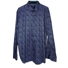 Society of Threads Men's XXL Regular Fit Navy White Dot Button Up Shirt Modern