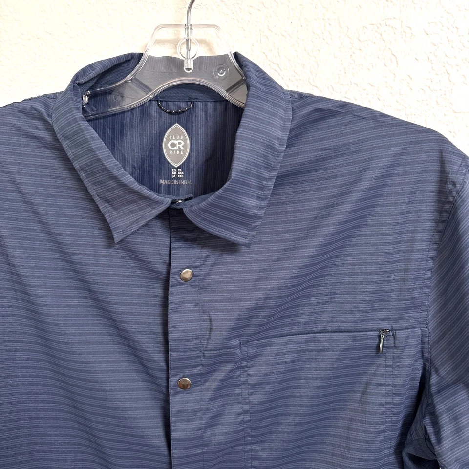 Camisa Club Ride Para Hombres XL Azul Marino Botón a Presión Elastizada Ciclismo Bicicleta Cercanías Informal Foto 2 de 4