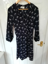 Hush Size 6 Dress Black White Zebra Print Wrap Effect Elasticated Waist Ladies