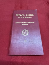 Penal Code Of California Book Manual 1978 Peace Officers Abridged Edition 