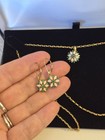 Beautiful 9ct gold Emerald & Opal Floral cluster Pendant & Earring Set