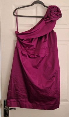 Next Petite Ladies Dress Party Evening Cocktail Purple One Sleeve UK 16 NWT