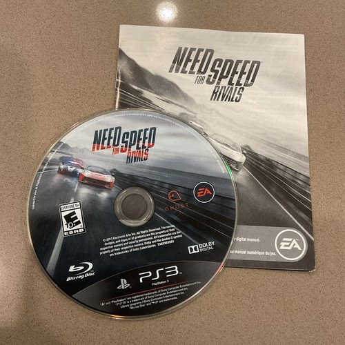 PS3 Need for Speed Most Wanted Run case with cover art of cars on track, title text, and EA logo on disc.