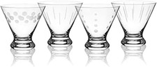 Cheers Set of 4 Stemless Martini Glass, 8-Ounce, Clear
