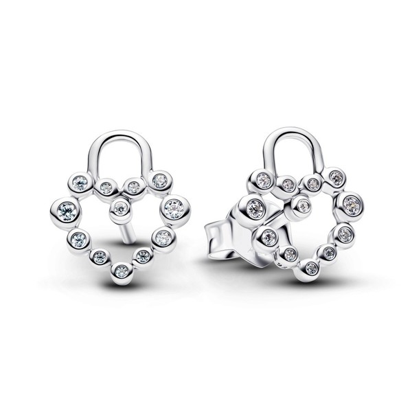 Pandora Moments Funkelndes Herz-VorhäNgeschloss Ohrstecker 294419C01-image