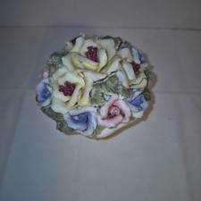 Vintage Capodimonte Style Porcelain Flower Basket Ceramic Floral Decor 4.5".